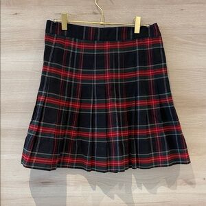 Plaid A-Line Skirt - Red and Black and green pleated teen size 16